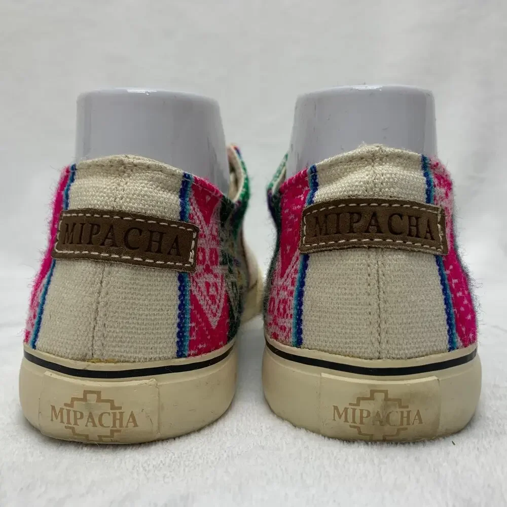 Mipacha Womens Size 7.5 Embroidered Natural Sneakers Antro Tribal Mexican Style